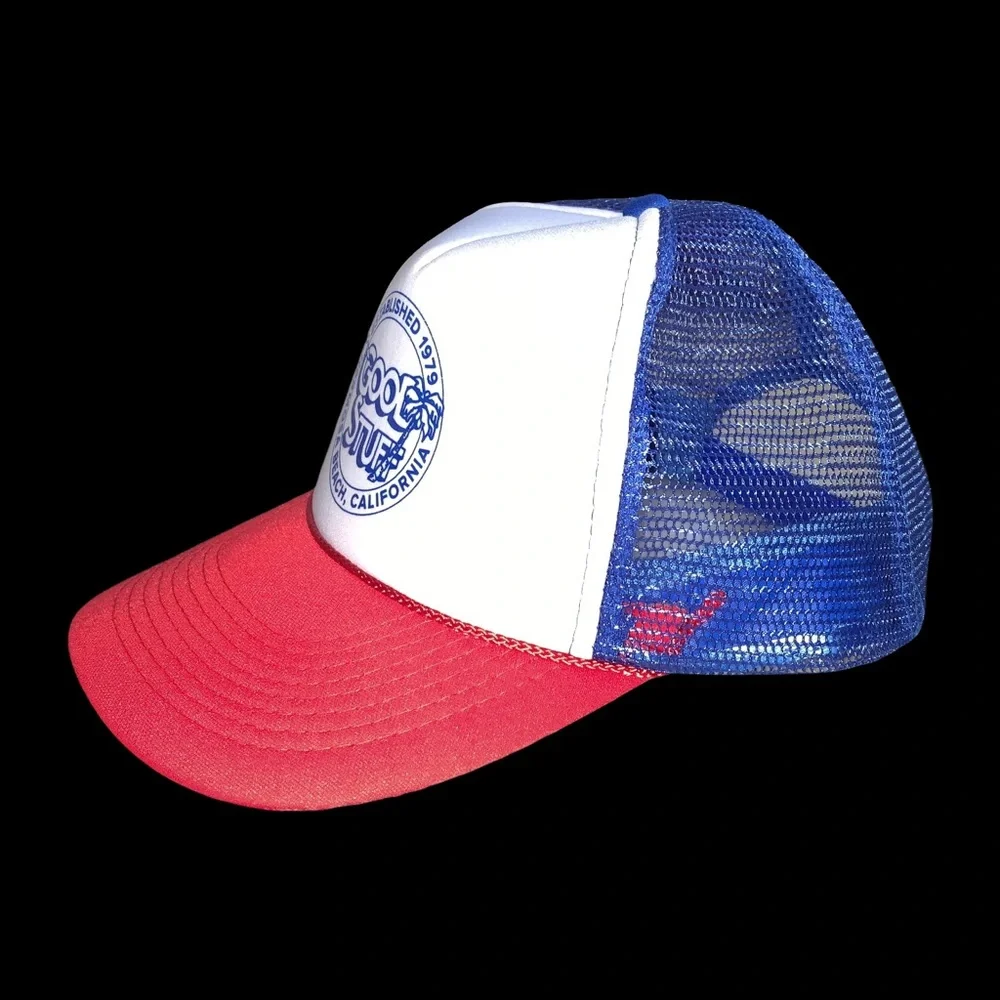 Good Stuff Hermosa Beach California Unisex Red White Blue Casual Trucker Hat